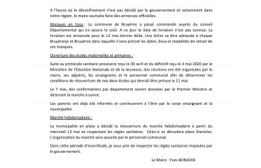 Lettre de Monsieur le Maire aux Bruyèrois