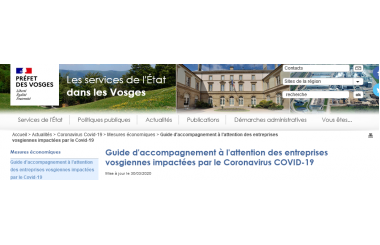Guide d'accompagnement à l'attention des entreprises vosgiennes impactées par le Coronavirus COVID-19