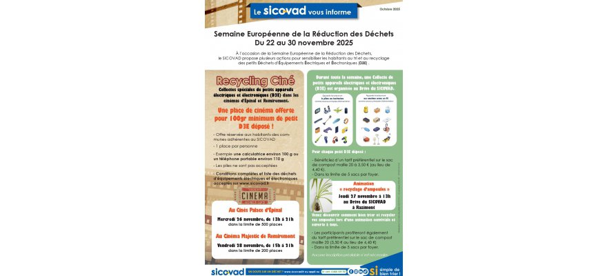 Information mensuelle Sicovad : octobre 2025