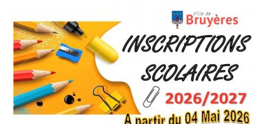 Inscriptions scolaires 2026-2027