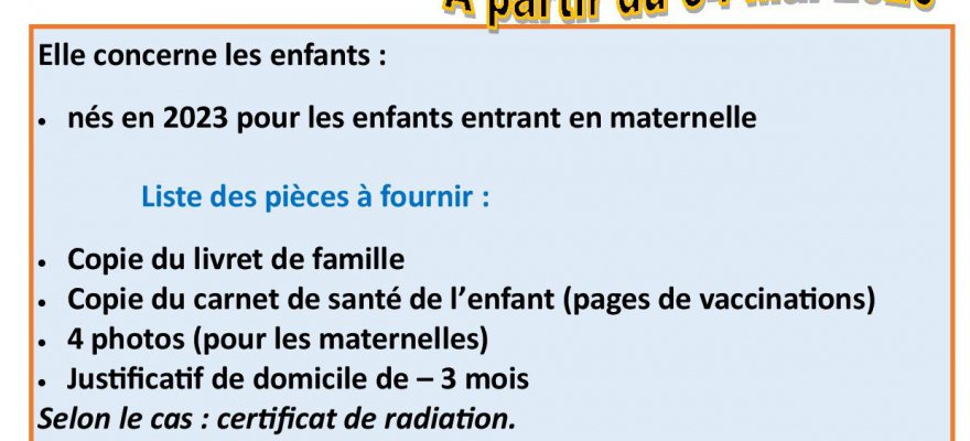 Inscriptions scolaires 2026-2027