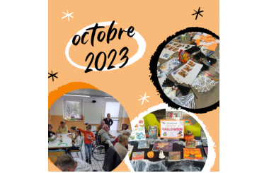Ça c'est passé à la médiathèque : café papote, accueil alsh et bricolage d'halloween (octobre 2023)