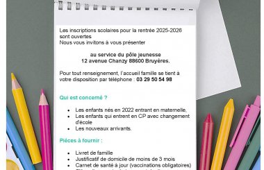 Inscriptions écoles 2025-2026