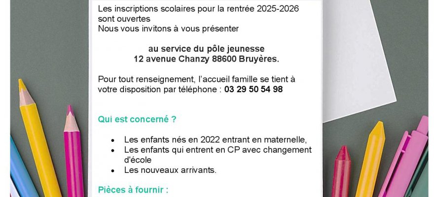 Inscriptions écoles 2025-2026