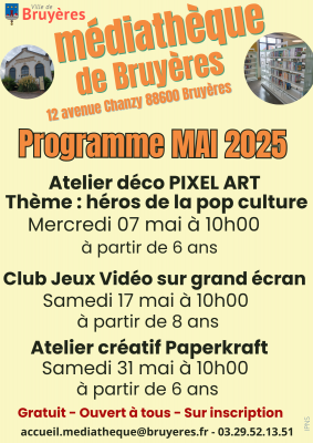 Programme médiathèque mai 2025