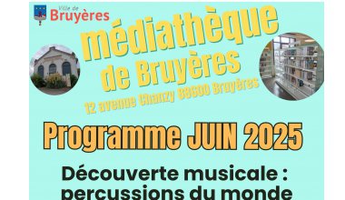 programmation de juin à la médiathèque de Bruyères :