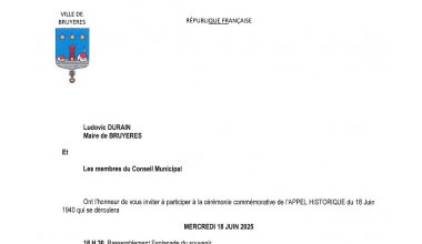 Invitation à la cérémonie commémorative de l'appel du 18 JUIN 1940