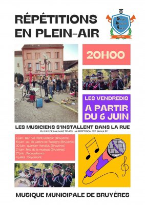 Répétitions en plein air Musique Municipale de Bruyères