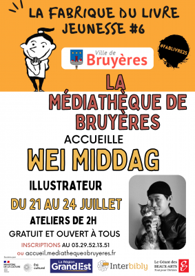 INTERBIBLY - La fabrique du livre jeunesse à la médiathèque de Bruyères du 21 au 24 juillet