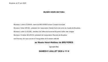 Inauguration saison 2025 au musée Henri Mathieu de Bruyères