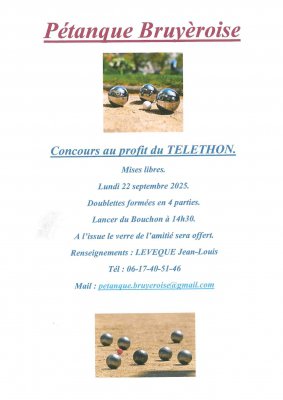 Pétanque Bruyèroise : concours au profit du téléthon