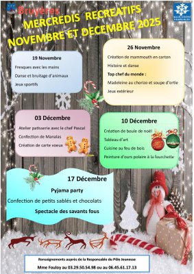 Mercredi récréatifs Novembre-Décembre