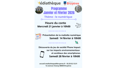 Programme médiathèque janvier-février 2026