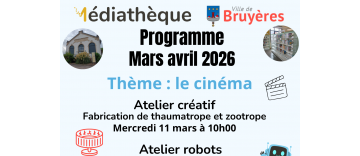 Programme médiathèque mars-avril 2026