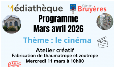 Programme médiathèque mars-avril 2026