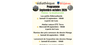 Programme animation médiathèque septembre - octobre : la biodiversité