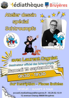 Atelier dessin spécial Schtroumpfs avec Laurent Cagniat